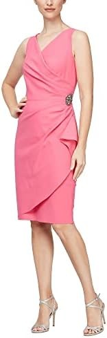 Alex Evenings Women's Short Slimming Dress with Side Ruched Skirt