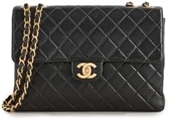 WHAT GOES AROUND COMES AROUND Women's Pre-Loved Chanel Black Lambskin Hal Flap Jumbo Bag