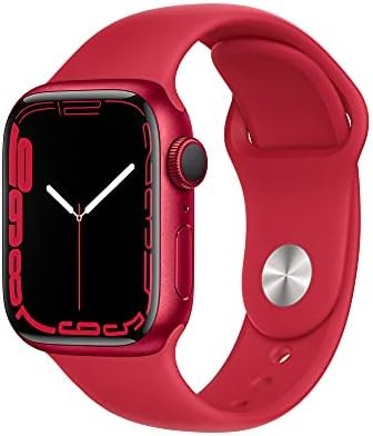 Apple Watch Series 7 [GPS 41mm] Smart Watch w/ (Product) RED Aluminum Case with (Product) RED Sport Band. Fitness Tracker, Blood Oxygen & ECG Apps, Always-On Retina Display, Water Resistant