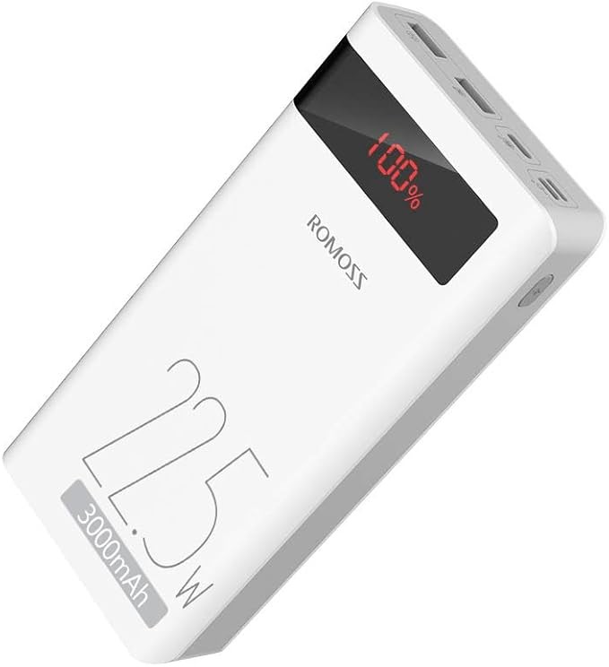 ROMOSS 30000mAh Power Bank, 18W Type C PD Fast Charge Portable Charger with 3 Outputs and 3 Inputs, Huge Capacity External Battery Pack Compatible with iPhone, iPad Pro, Samsung and More (Sense8P+)
