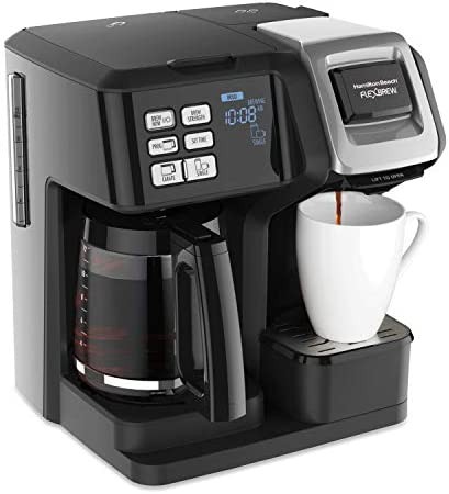 Hamilton Beach 49976 FlexBrew Trio 2-Way Coffee Maker, Compatible with K-Cup Pods or Grounds, Combo, Single Serve & Full 12c Pot, Black
