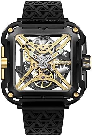 CIGA Design Mechanical Automatic Watch X Series SUV Inspired Anti-Shock Design Sapphire Crystal Analog Skeleton Watches with Silicone and Nylon Strap Fashion Wrist Accessories for Men and Women