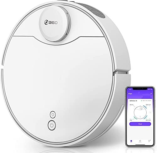 360 S9 Robot Vacuum and Mop Combo, Ultrasonic & LiDAR Navigation, APP Control Customized Multi Floor Mapping, Low Noise Design, 180 mins Running Time, Compatible with Alexa