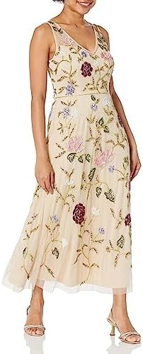 Adrianna Papell Women's Beaded Ankle Length Dress