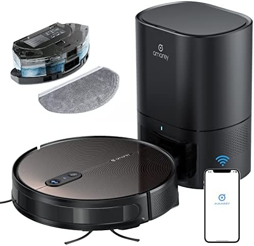 Robot Vacuum Self Emptying and Mop Combo, Robotic Vacuum Cleaner with Automatic Dirt Disposal, Visual Navigation, Smart Mapping, 3000Pa Suction, Ideal for Pet Hair, Carpets, Hard Floors