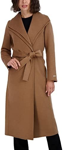TAHARI Women's Maxi Double Face Wool Blend Wrap Coat