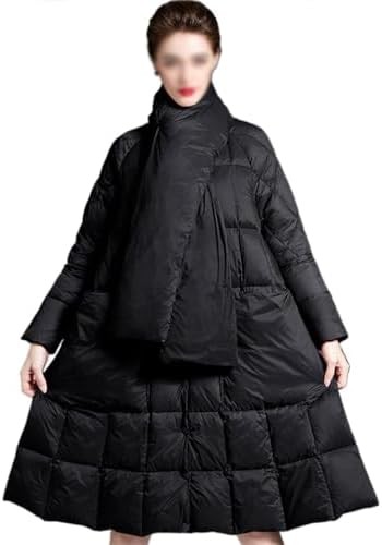 LZXC YXYHD White Duck Down Hooded Down Jacket Women's Mid-Length Winter A Swing Knee-Length Coat (Color : E, Size : X-Large)