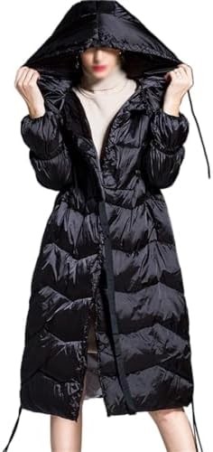 MOMM Thickened Down Jacket Women's Mid-length Glossy Loose White Duck Down Women's Down Jacket