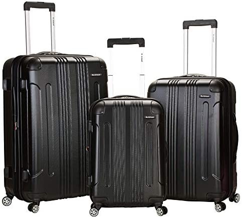 Rockland London Hardside Spinner Wheel Luggage, Black, 3-Piece Set (20/24/28)