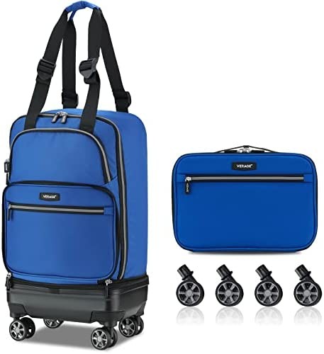 VERAGE Expandable Foldable Luggage Bag Collapsible Suitcases Rolling Travel Duffel Bag Lightweight Suit Case with Detachable Spinner Wheels(Blue,21 Inch Expands into 24 Inch)