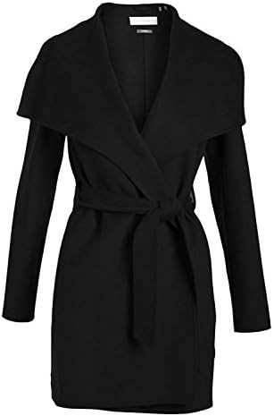 Tahari Ella Women's Wool Blend Double Face Warm Wool Wrap Coat Black Size S