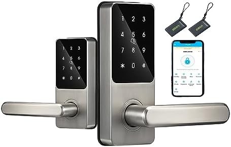 BBEN Smart Keyless Entry Door Lock with Reversible Handle, Touchscreen Keypad, Electronic Digital Bluetooth Front Door Lock, Biometric Door Lock, Auto Lock,for Home Apartment Airbnb Office