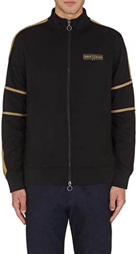 A|X ARMANI EXCHANGE Men's Sporty Gold Detail Mock Neck Zip Up Sweatshirt