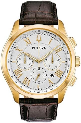 Bulova Men's Classic Wilton 3-Hand 21-Jewel Watch, 60 Hour Power Reserve, Luminous Hands, Open Aperture, Roman Numeral Markers Domed Sapphire Crystal, 43mm