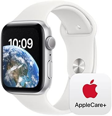 Apple Watch SE GPS 44mm Silver Aluminium Case with White Sport Band - M/L with AppleCare+ (2 Years)