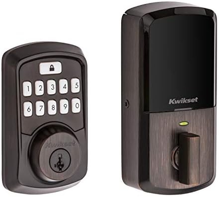 Kwikset 99420-002 Aura Bluetooth Programmable Keypad Door Lock Deadbolt Featuring SmartKey Security, Venetian Bronze