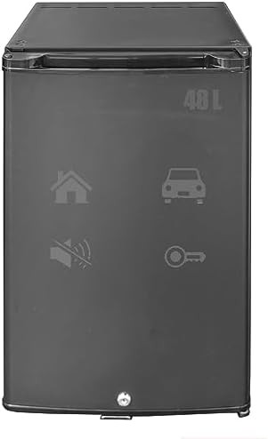 12V Mini Fridge Quiet Compact Refrigerator with Lock Small Cooler 1.76 Cu. Ft Silent Hotel Mini Bar Zero Noise Absorption Fridge for Bedroom Hotel Dorm Apartment, Black