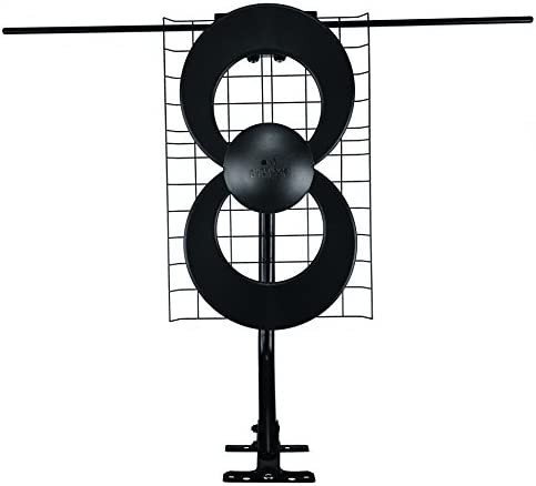Antennas Direct ClearStream 2V TV Antenna, 60+ Mile Range, UHF/VHF, Multi-directional, Indoor, Attic, Outdoor, Mast w/Pivoting Base/Hardware/ Adjustable Clamp, Sealing Pads, 4K Ready, Black – C2-V-CJM