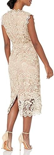 Dress the Population Women's Claudette Lace Sheath Midi Dress