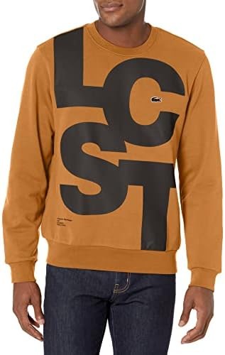 Lacoste Men's Long Sleeve Bold Letters Crewneck Sweatshirt