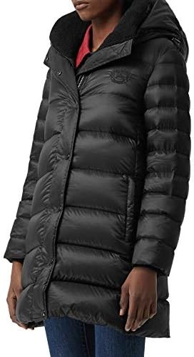BURBERRY Kington Archive Logo Hooded Quilted Down Coat in Black