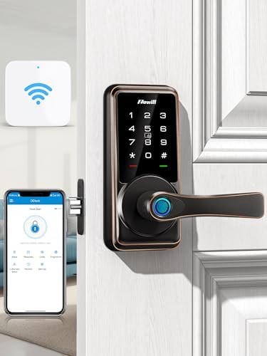 WiFi Door Lock, Bluetooth Smart Front Door Lock Work with APP, Alexa, Remotely Control, Keyless Entry Door Lock with Handle, Electronic Digital Lock with Keypad, Auto-Lock(Included G2 Gateway)