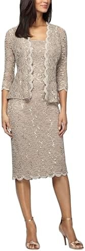 Alex Evenings Women's Shift Dress with Lace Jacket (Petite and Regular)
