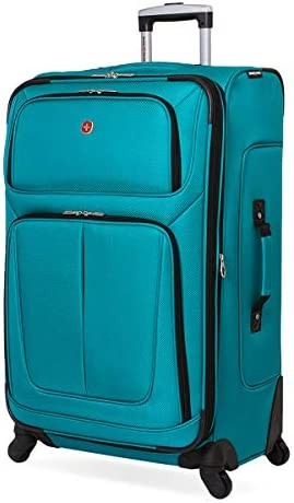 SwissGear Sion Softside Expandable Luggage, Teal, Checked-Large 29-Inch