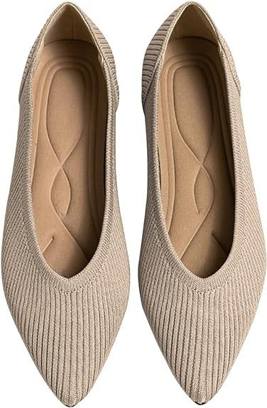 Women's Flats Shoes Pointed Toe Knit Ballet Comfortable Dressy Slip On Flat
