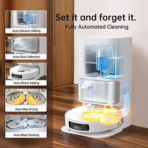 Dreametech L10s Ultra Robot Vacuum and Mop Combo, Auto Mop Cleaning and Drying, Self-refilling and Self-Emptying Base for 60 Days of Cleaning, 5300Pa Suction and AI Navigation, Compatible with Alexa