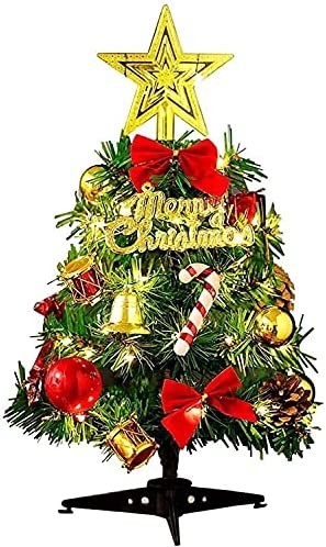 erddcbb Artificial Christmas Tree Full Xmas Tree Winter Crafts Mini Pine Tree for Christmas Holiday Party Decor Tabletop Christmas Tree Artificial Xmas Trees and Yard Wire Strin