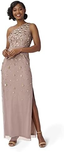 Adrianna Papell Women's One Shoulder Beaded Dress