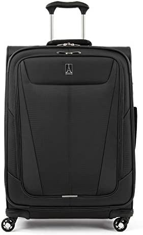 Travelpro Maxlite 5 Softside Expandable Luggage with 4 Spinner Wheels, Lightweight Suitcase, Men and Women, Black, Checked-Medium 25-Inch