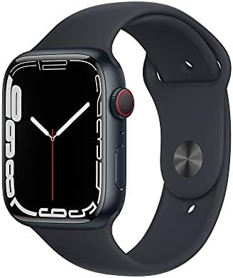 Apple Watch Series 7 [GPS + Cellular 45mm] Smart Watch w/Midnight Aluminum Case with Midnight Sport Band. Fitness Tracker, Blood Oxygen & ECG Apps, Always-On Retina Display, Water Resistant