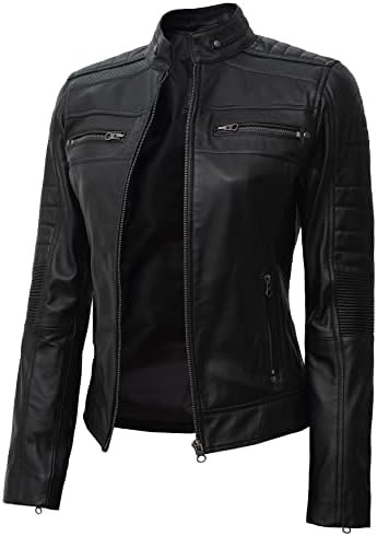 Blingsoul Brown Leather Jacket Women - Cafe Racer Black Womens Leather Jacket