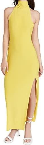 Norma Kamali Women's Halter Turtle Side Slit Gown