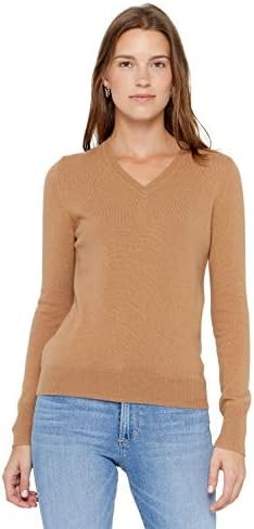 State Cashmere Women’s Essential V-Neck Sweater 100% Pure Cashmere Classic Long Sleeve Pullover