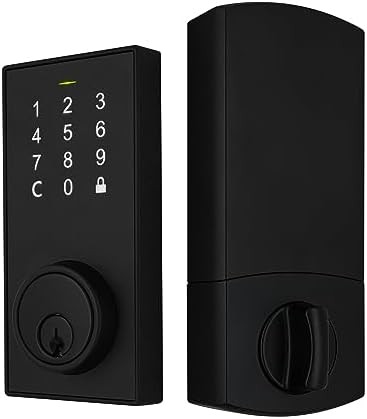 Keyless Entry Bluetooth Smart Door Lock with Electronic Backlit Keypad - Deadbolt for Front Door with 2 Keys, Remote App, Auto Lock and Unlock, Weather-Resistant, Easy Installation, Programmable Codes