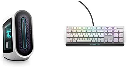 Alienware Aurora R13 Gaming Desktop - Lunar Light & New Alienware Low-Profile RGB Gaming Keyboard AW510K Light, Alienfx Per Key RGB Lighting, Media Controls and USB Passthrough, Lunar Light