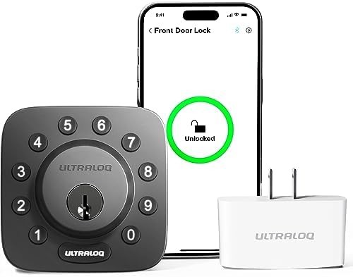 ULTRALOQ U-Bolt Smart Lock with WiFi Bridge, 6-in-1 Smart Door Lock with WiFi Enabled, Work with Alexa, Google, App Remote Control, Auto Lock, Smart Deadbolt Lock, Keypad Deadbolt, Wifi Deadbolt