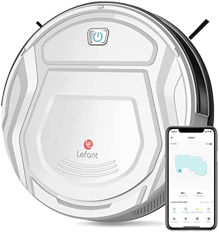 Lefant Robot Vacuum Cleaner, Tangle-Free, Strong Suction, Slim, Low Noise, Automatic Self-Charging, Wi-Fi/App/Alexa Control, Ideal for Pet Hair Hard Floor and Daily Cleaning, M210 White