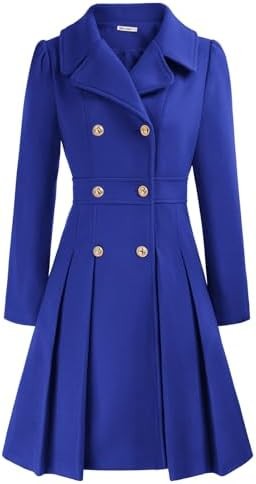 GRACE KARIN Women's Trench Coat Notch Lapel Double Breasted Thick A Line Pea Coats Jacket with Pockets(S-2XL)