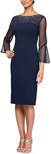 Alex Evenings Women's Short Shift Dress with Embellished Illusion Detail