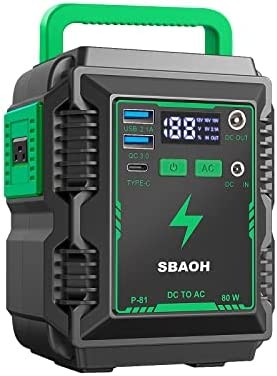 Portable Power Station, Camping Solar Generators 110V/80W AC Outlet, LED Lithium Battery Power Supply for Home Outdoor Emergency Backup