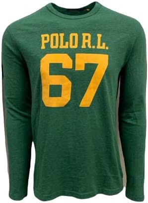 POLO RALPH LAUREN Mens Screened 67 Logo Jersey Long Sleeve T-Shirt (S, Green Heather)