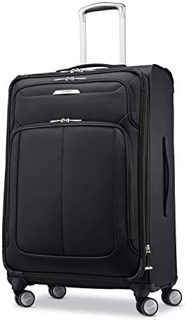 Samsonite Solyte DLX Softside Expandable Luggage with Spinner Wheels, Midnight Black, Checked-Medium 25-Inch