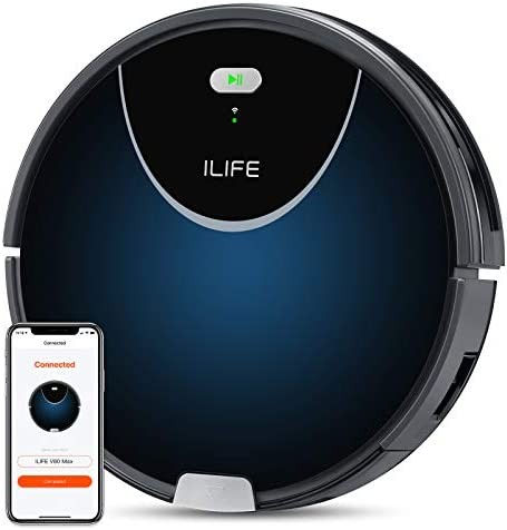ILIFE V80 Max Robot Vacuum Cleaner, Wi-Fi Connected, 2000Pa Max Suction, Works with Alexa, 750ml Dustbin, Tangle-Free Suction Port, Self-Charging, Ideal for Hard Floor, Pet Hair and Low Pile Carpet