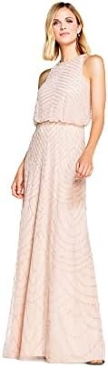 Adrianna Papell Women's Halter Art Deco Beaded Blouson Dress