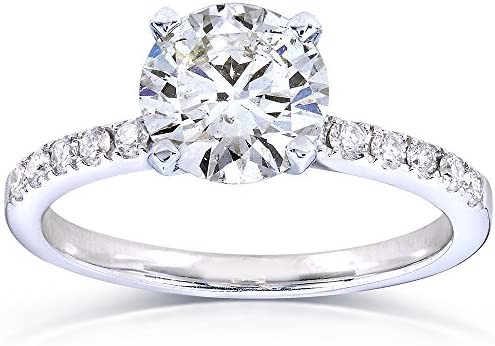 Round Diamond Engagement Ring 1 4/5 Carat (ctw) in 14k White Gold (Certified)