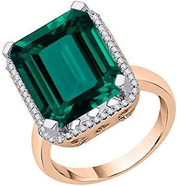 KATARINA Diamond and Emerald Halo Ring in 14K Gold (12 cttw, J-K, SI2-I1)